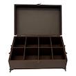جعبه پذیرایی پایه‌دار P2030 چوبی 6 قسمتی دست‌ساز با پتینه و دکوپاژ، ابعاد 20×30×13 سانتی‌متر، ارتفاع بدون محاسبه پایه 10 سانتی‌متر