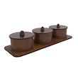 جعبه پذیرایی LZ-8 مجموعه 4 عددی MDF مستطیلی با درپوش شفاف، ابعاد 33×12×6 سانتی‌متر، وزن 350 گرم، غیرقابل شستشو
