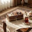 اردوخوری ایلقار مدل مربع 2 خانه‌ای با در پلکسی شفاف و دستگیره کریستالی، روی استند فلزی، ابعاد هر محفظه 9×9 سانتی‌متر