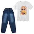 ست تی‌شرت آستین کوتاه و شلوار دخترانه مدل دخترک کد b2 
