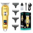 ماشین اصلاح موی سر و صورت وی جی ار مدل V-290 با تیغه استیل ضد زنگ، نمایشگر دیجیتال، قابلیت دو سرعته، منبع تغذیه برق و شارژ، سه شانه اصلاح 1 تا 3 میلی‌متر، مدت زمان استفاده 120 دقیقه و شارژ 90 دقیقه
