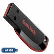 فلش مموری 64 گیگابایت سن دیسک مدل Cruzer Blade CZ50 با رابط USB 2.0، بدنه مات مقاوم در برابر اثر انگشت، قابلیت رمزگذاری نرم‌افزاری و شیار اتصال بند