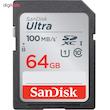 کارت حافظه SDXC سن دیسک مدل Ultra کلاس 10 استاندارد UHS-I U1 سرعت 100MBps ظرفیت 64 گیگابایت