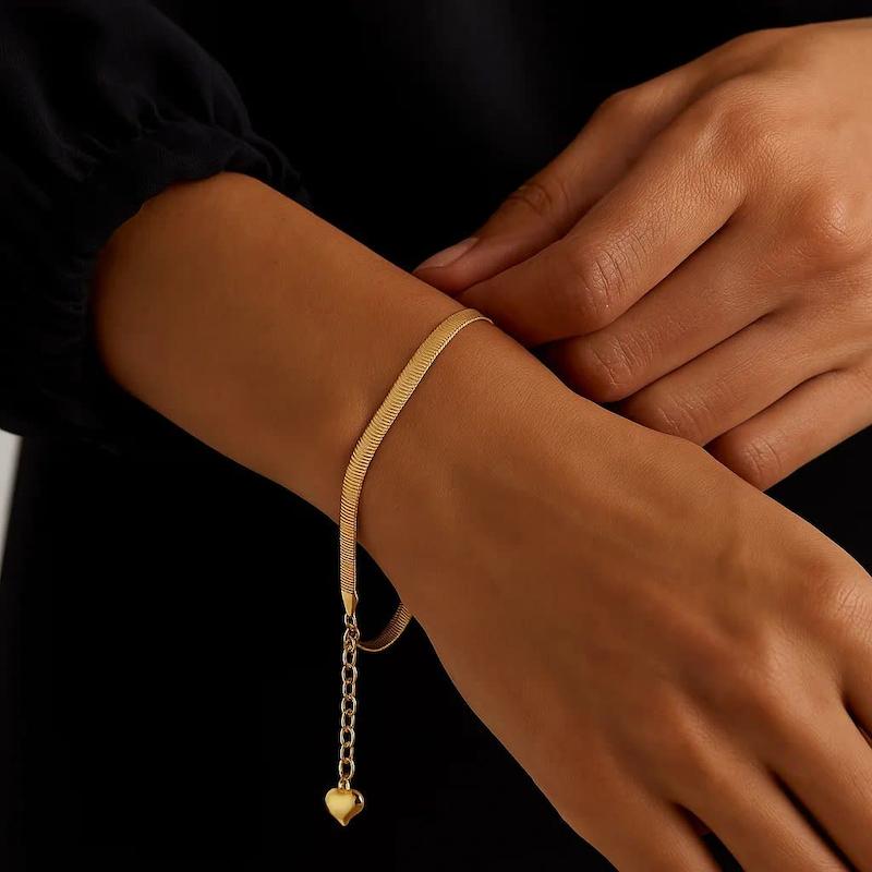 دستبند هرینگبون استیل طلایی