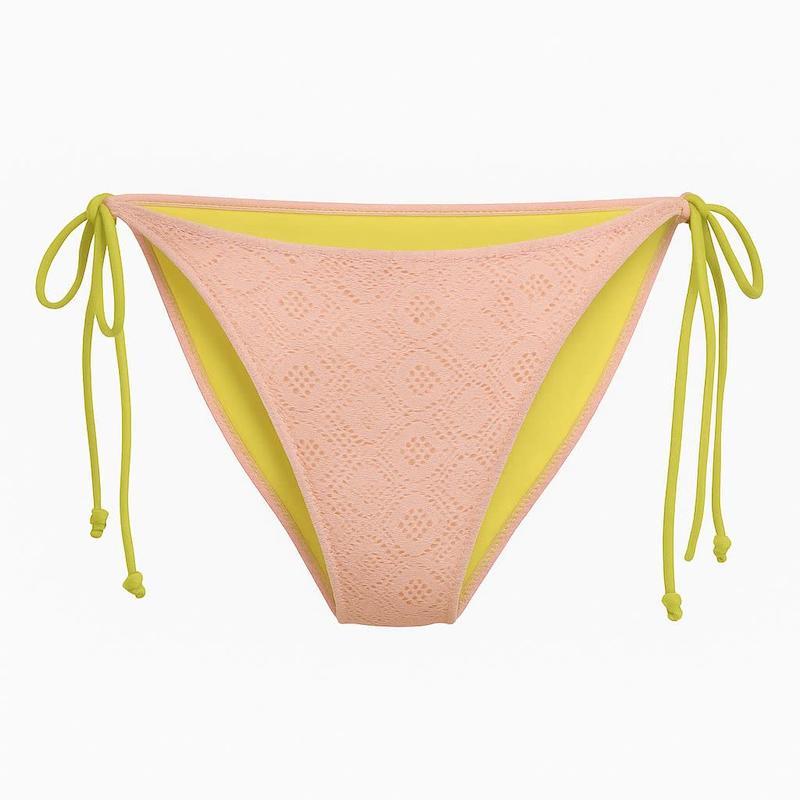 پایین تنه بیکینی صورتی و دوخت داخلی زرد