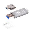 فلش مموری 64 گیگابایت کوئین تک مدل QUICK CPLUS با رابط USB 3.1 Gen1، بدنه فلزی درپوش‌دار، سرعت انتقال 15 مگابایت بر ثانیه و مبدل USB-C سازگار با موبایل، تبلت، کامپیوتر و تلویزیون