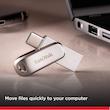 فلش مموری سن دیسک Ultra Dual Drive Luxe ظرفیت 1 ترابایت با دو رابط USB Type-C و USB Type-A، طراحی تاشو، فلزی، سازگار با ویندوز، مک، اندروید و iOS، استاندارد USB 3.2 Gen2
