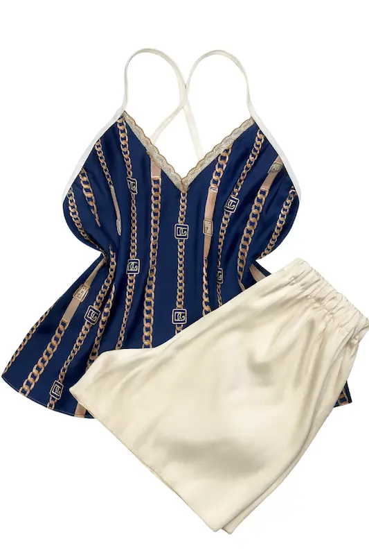 ست لباس خواب زنانه سورمه ایی زنجیری