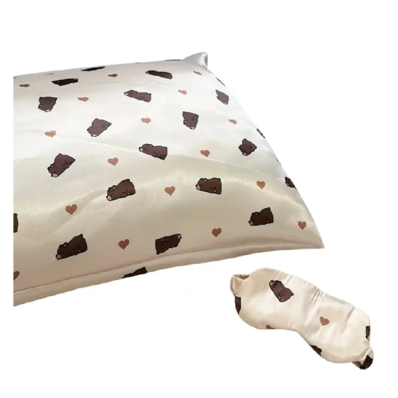 پک روبالشتی ساتن و چشم بند طرح خرسی