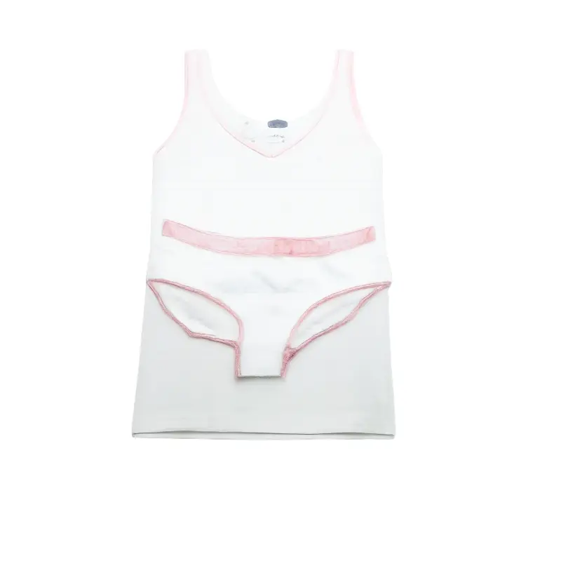 تاپ و شورت سفید صورتی مینودا 