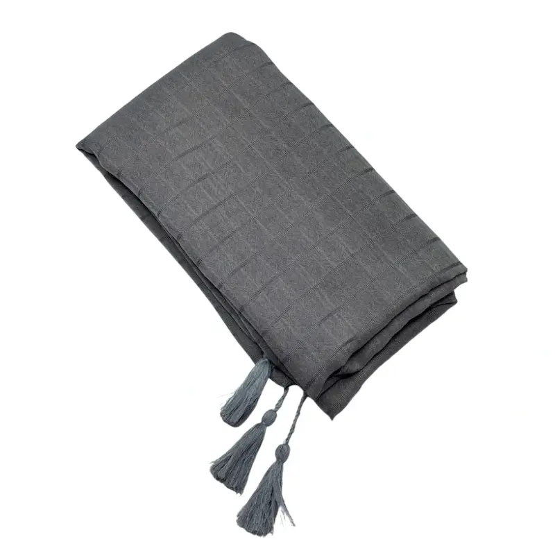 شال شال ابریشمی خاکستری خط دار