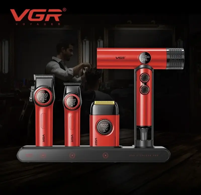 ست ماشین اصلاح حرفه‌ای VGR SUPER POWER Stepless Pro 4-in-1[محصول اوریجینال]