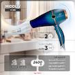 سشوار حرفه‌ای 2000-2400 وات میدلیو مدل V-232، موتور AC، وزن 550 گرم، دارای سری متمرکز‌کننده باریک، متمرکز‌کننده پهن با ویژگی صاف‌کنندگی، حجم‌دهندگی، با قابلیت باد سرد، فناوری تولید یون