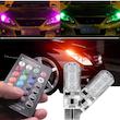 لامپ چراغ خودرو سکن چند حالته مدل 16 رنگ کنترلی پایه T10 کد RGB بسته 2 عددی