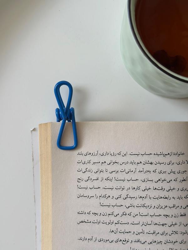 گیره فلزی مناسب برای کتاب و لباس رنگ آبی 