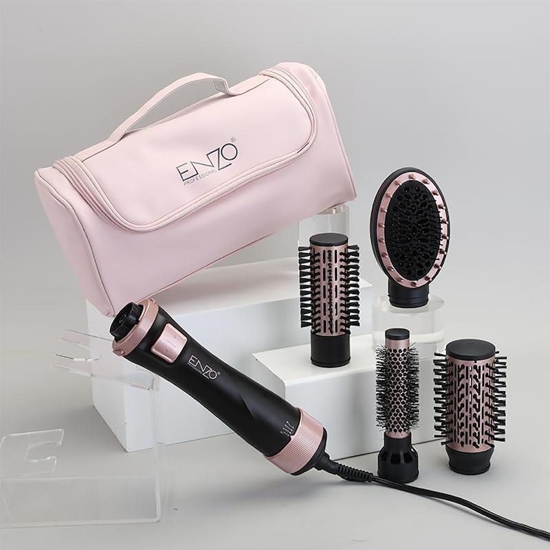 سشوار چرخشی برس دار انزو نسخه اورجینال Enzo مدل EN-756 مجهز به 4 سری Enzo EN-756 Model Multi Function Hair Styler Enzo Hot Air Brush With Case OriGinal Version