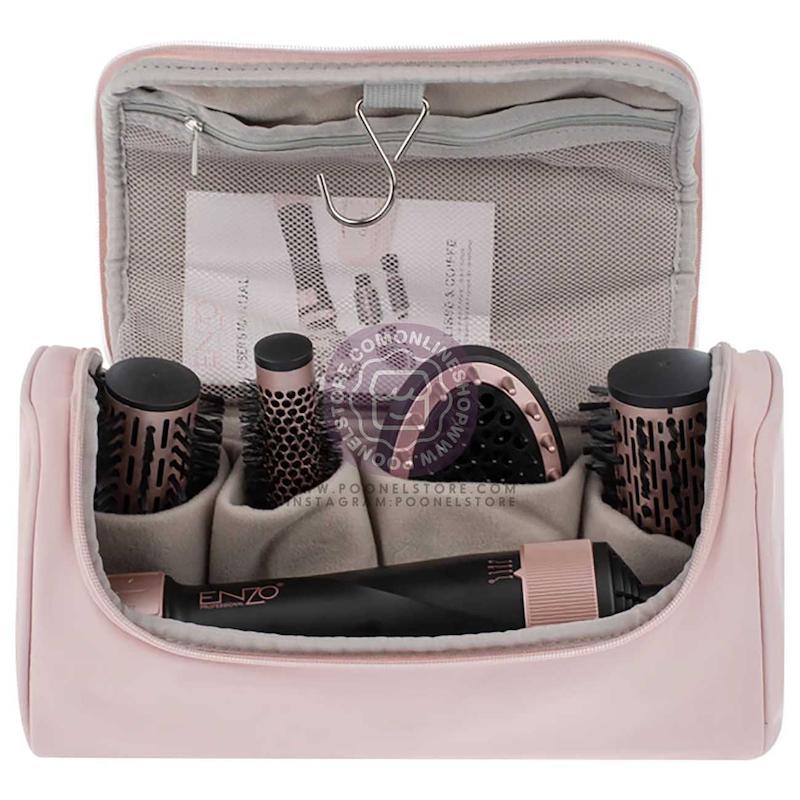 سشوار چرخشی برس دار انزو نسخه اورجینال Enzo مدل EN-756 مجهز به 4 سری Enzo EN-756 Model Multi Function Hair Styler Enzo Hot Air Brush With Case OriGinal Version