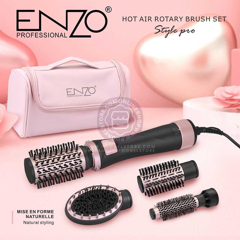 سشوار چرخشی برس دار انزو نسخه اورجینال Enzo مدل EN-756 مجهز به 4 سری Enzo EN-756 Model Multi Function Hair Styler Enzo Hot Air Brush With Case OriGinal Version