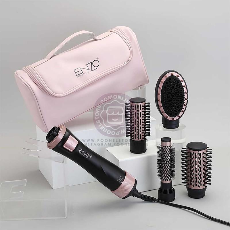 سشوار چرخشی برس دار انزو نسخه اورجینال Enzo مدل EN-756 مجهز به 4 سری Enzo EN-756 Model Multi Function Hair Styler Enzo Hot Air Brush With Case OriGinal Version
