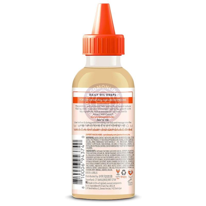 روغن مراقبت روزانه مو کنتو مدل استایل دیلی درمان روزانه و مغذی پوست و مو حجم 59 میلی لیتر نسخه اصل Cantu Protective Styles Daily Oil Drops 59ml Poonel Store Online ShoppinG Platform