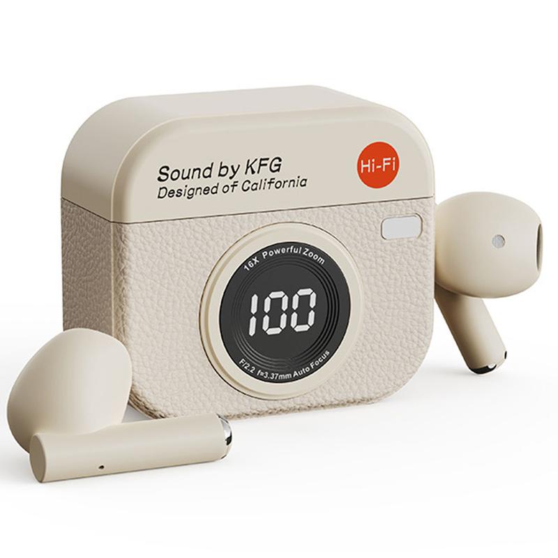 هندزفری وایرلس اسنپ ساند مدل دوربین عکاسی، هدست وایرلس پینترستی اسنپ ساند Snap Sound KFG Retro Camera Style Wireless Earbuds Bluetooth 5.3 3D Sound Hi-Fi Audio Available in Green