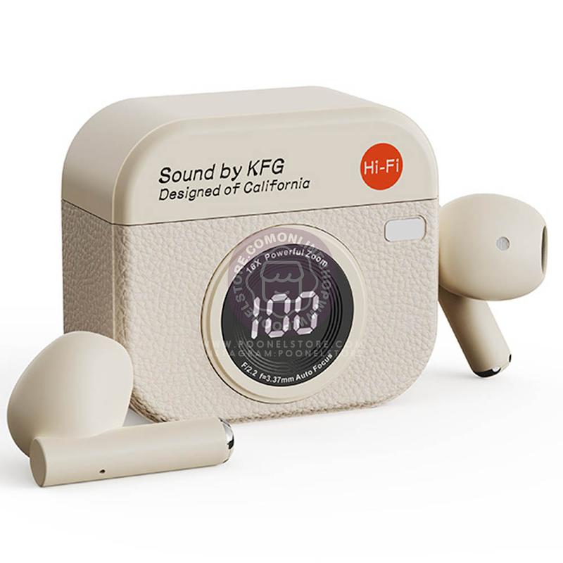 هندزفری وایرلس اسنپ ساند مدل دوربین عکاسی، هدست وایرلس پینترستی اسنپ ساند Snap Sound KFG Retro Camera Style Wireless Earbuds Bluetooth 5.3 3D Sound Hi-Fi Audio Available in Green