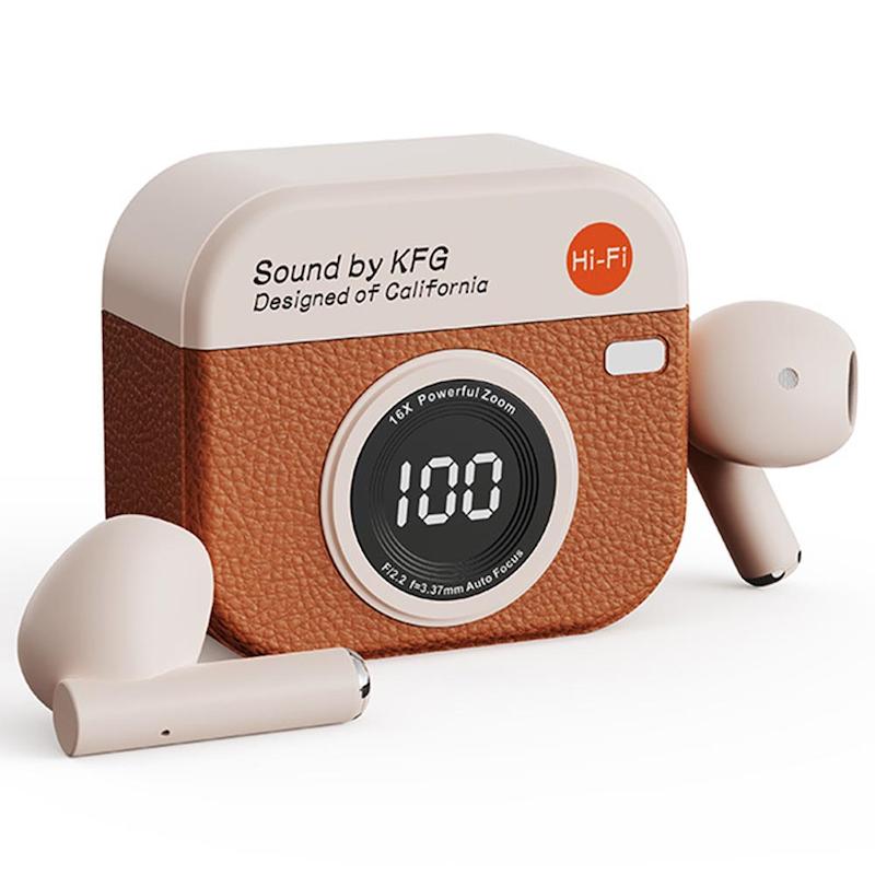 هندزفری وایرلس اسنپ ساند مدل دوربین عکاسی، هدست وایرلس پینترستی اسنپ ساند Snap Sound KFG Retro Camera Style Wireless Earbuds Bluetooth 5.3 3D Sound Hi-Fi Audio Available in Green