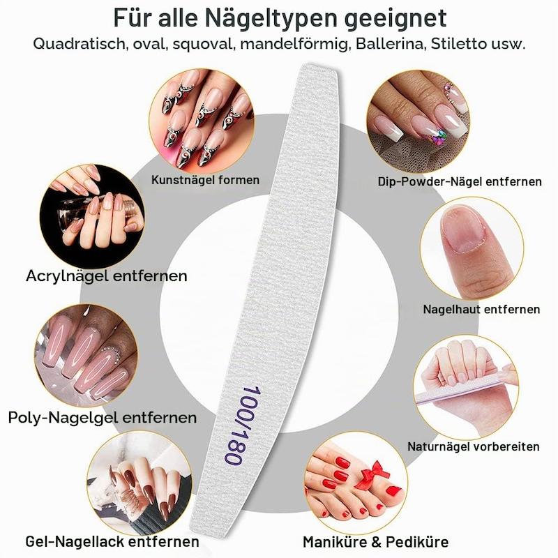 سوهان دستی ناخن، سوهان کاغذی ناخن نسخه وارداتی، مناسب برای نظافت و زیبایی و کاشت ناخن Professional Nail Files Emery Board for Nails 100/180 Coarse Washable Nail Files For Acrylic Nails Pack of 1 Fine Grit Nail File for Natural Nails