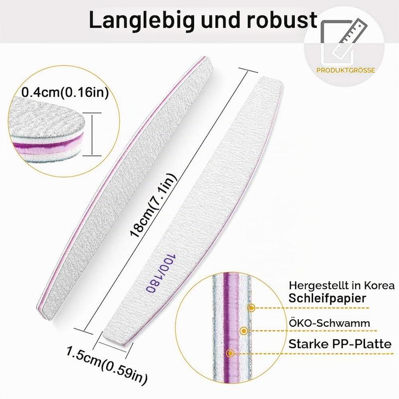 سوهان دستی ناخن، سوهان کاغذی ناخن نسخه وارداتی، مناسب برای نظافت و زیبایی و کاشت ناخن Professional Nail Files Emery Board for Nails 100/180 Coarse Washable Nail Files For Acrylic Nails Pack of 1 Fine Grit Nail File for Natural Nails