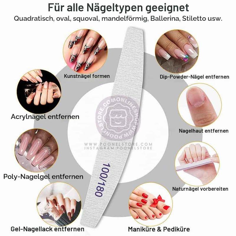 سوهان دستی ناخن، سوهان کاغذی ناخن نسخه وارداتی، مناسب برای نظافت و زیبایی و کاشت ناخن Professional Nail Files Emery Board for Nails 100/180 Coarse Washable Nail Files For Acrylic Nails Pack of 1 Fine Grit Nail File for Natural Nails