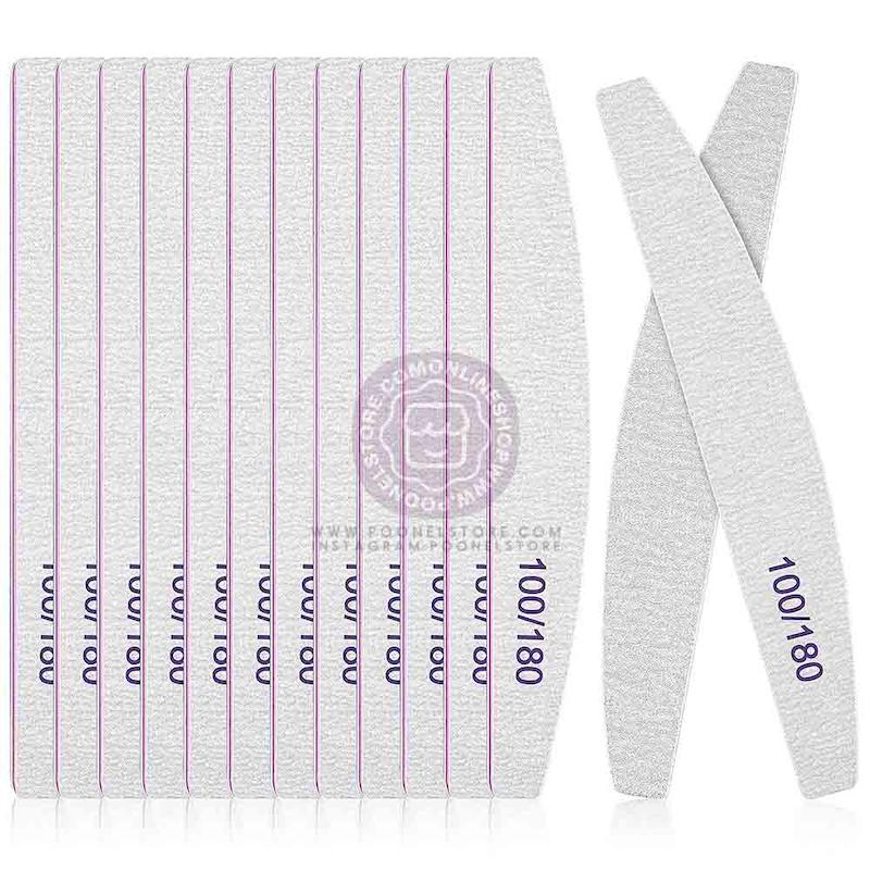سوهان دستی ناخن، سوهان کاغذی ناخن نسخه وارداتی، مناسب برای نظافت و زیبایی و کاشت ناخن Professional Nail Files Emery Board for Nails 100/180 Coarse Washable Nail Files For Acrylic Nails Pack of 1 Fine Grit Nail File for Natural Nails