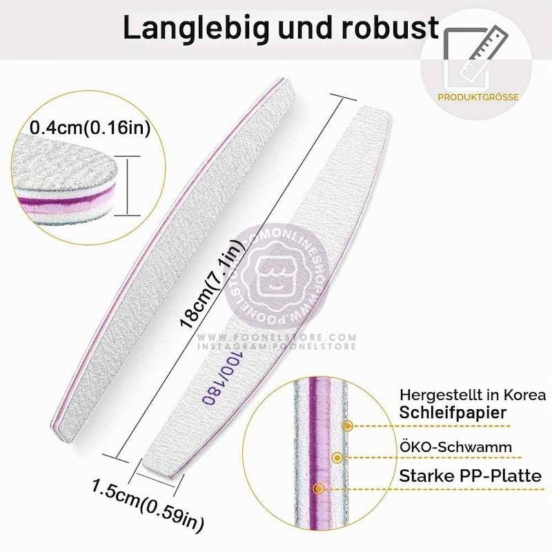 سوهان دستی ناخن، سوهان کاغذی ناخن نسخه وارداتی، مناسب برای نظافت و زیبایی و کاشت ناخن Professional Nail Files Emery Board for Nails 100/180 Coarse Washable Nail Files For Acrylic Nails Pack of 1 Fine Grit Nail File for Natural Nails