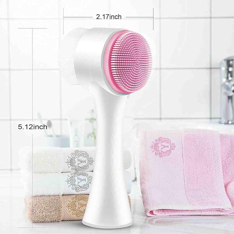 فیس براش سیلیکونی دستی وارداتی، مناسب برای ماساژ و شست و شو و پاکسازی پوست، مناسب برای پاکسازی قبل از آرایش نسخه وارداتی Face Brush Manual Facial CleansinG Double Side Skin Care Facial CleaninG Brush Silicone Facial Scrubber Manual Dual Face Wash Brush for Deep Pore Exfoliation Makeup MassaginG