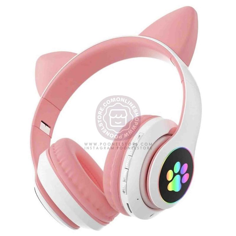 هدست وایرلس پینترستی کت کلاو ال ای دی لایت گربه ای نسخه وارداتی مناسب برای استفاده روزمره و هدیه Cute Wireless Cat Ear Headset With LED RGB LiGht MZ-023 Poonel Store Online ShoppinG Platform