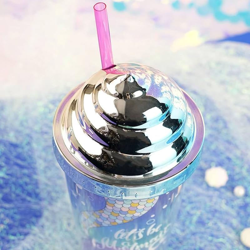 اسموتی فلاسک کریستال سیلیکونی فیلتردار مدل بستنی خامه ای حجم 400 میلی لیتر cute ice cream smoothie cristal cilicon flesk code 334909
