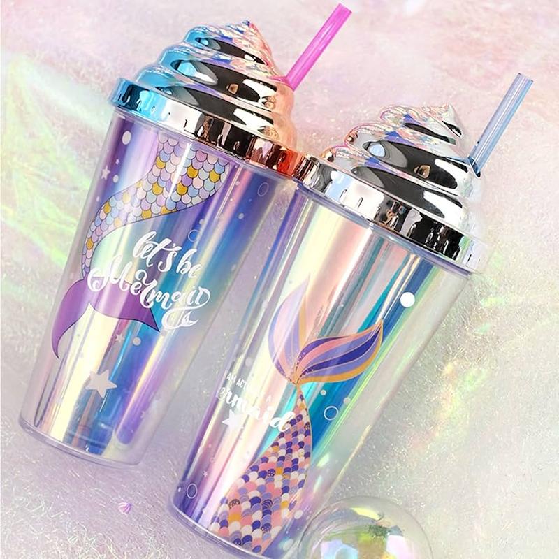 اسموتی فلاسک کریستال سیلیکونی فیلتردار مدل بستنی خامه ای حجم 400 میلی لیتر cute ice cream smoothie cristal cilicon flesk code 334909