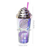 اسموتی فلاسک کریستال سیلیکونی فیلتردار مدل بستنی خامه ای حجم 400 میلی لیتر cute ice cream smoothie cristal cilicon flesk code 334909