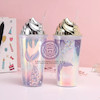 اسموتی فلاسک کریستال سیلیکونی فیلتردار مدل بستنی خامه ای حجم 400 میلی لیتر cute ice cream smoothie cristal cilicon flesk code 334909