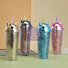 اسموتی فلاسک کریستال سیلیکونی فیلتردار مدل گربه حجم 400 میلی لیتر cute cat smoothie mug cristal cilicon flask code 20036278