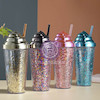اسموتی فلاسک کریستال سیلیکونی فیلتردار مدل بستنی خامه ای حجم 400 میلی لیتر cute ice cream smoothie mug cristal cilicon flask code 20236521