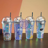 اسموتی فلاسک کریستال سیلیکونی فیلتردار مدل فومی کریستال حجم 400 میلی لیتر cute smoothie mug cristal silicon flask code 663098