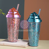 اسموتی فلاسک کریستال سیلیکونی فیلتردار مدل بستنی خامه ای حجم 400 میلی لیتر cute ice cream smoothie mug cristal cilicon flask code 20236521