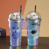 اسموتی فلاسک کریستال سیلیکونی فیلتردار مدل فومی کریستال حجم 400 میلی لیتر cute smoothie mug cristal silicon flask code 663098