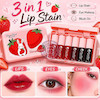 تینت لب، برق لب میوه ای کره ای دراگون رانی کیت توت فرنگی 6 عددی رنگ بندی کامل DraGon Ranee 6 Colors Lip Tint Stain Set Korean Velvet Watery Lip Stain MoisturizinG Mini Liquid Lipstick Multi Use Lip And Cheek Tint LonG lastinG Non Stick Cup Waterproof Lip Color Makeup