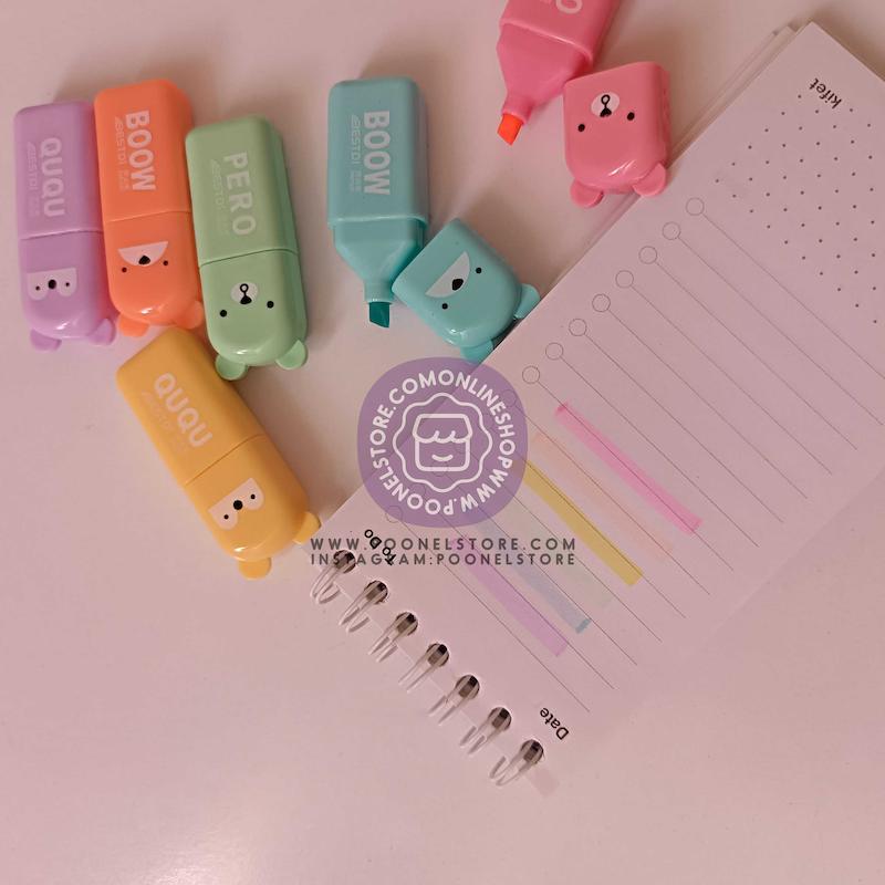 ماژیک هایلایتر/ماژیک علامت زن پاستیلی بوو کد 10556877 Fuutreo 4 or 6 Pcs Cute Mini Bear Highlighter Pens Kawaii Highlighter Set Back to School Gift Assorted Pastel Colors Chisel Tip Marker Pens for Kids Students Adults School Office Supplies