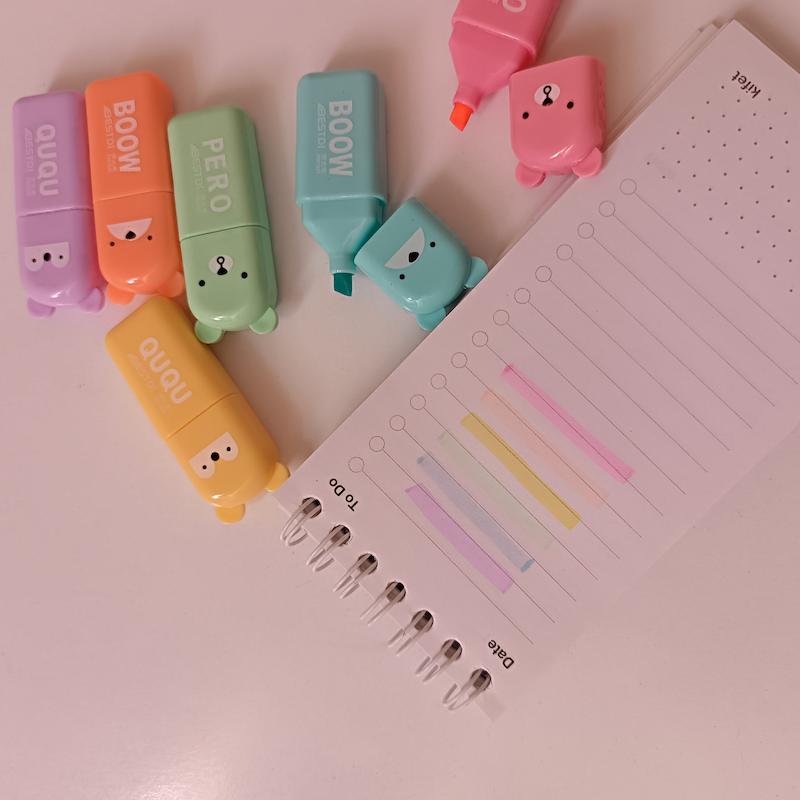ماژیک هایلایتر/ماژیک علامت زن پاستیلی بوو کد 10556877 Fuutreo 4 or 6 Pcs Cute Mini Bear Highlighter Pens Kawaii Highlighter Set Back to School Gift Assorted Pastel Colors Chisel Tip Marker Pens for Kids Students Adults School Office Supplies