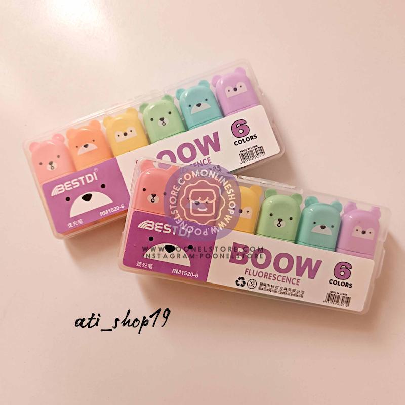 ماژیک هایلایتر/ماژیک علامت زن پاستیلی بوو کد 10556877 Fuutreo 4 or 6 Pcs Cute Mini Bear Highlighter Pens Kawaii Highlighter Set Back to School Gift Assorted Pastel Colors Chisel Tip Marker Pens for Kids Students Adults School Office Supplies