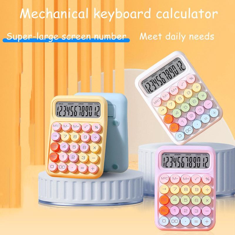 ماشین حساب کیبوردی دیجیتال دانش آموزی فانتزی/پینترستی مدل رانزون runzon cute student mechanical keyboard calculator super large screen number code 55563431 www.poonelstore.com