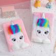 دفتر پولیشی دانش آموزی مدل یونیکورن/اسب تکشاخ کد 40026619 zgmyc kids cute unicorn diary journal rainbow fuzzy plush notebook writing planner for school office supplies