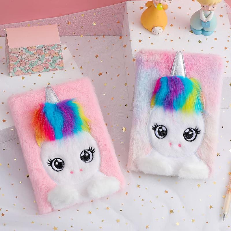 دفتر پولیشی دانش آموزی مدل یونیکورن/اسب تکشاخ کد 40026619 zgmyc kids cute unicorn diary journal rainbow fuzzy plush notebook writing planner for school office supplies